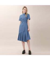 WunderGeist（ワンダーガイスト）の「アンバランスチャイナカラー半袖デニムワンピース（ブルー）（ワンピース）」
