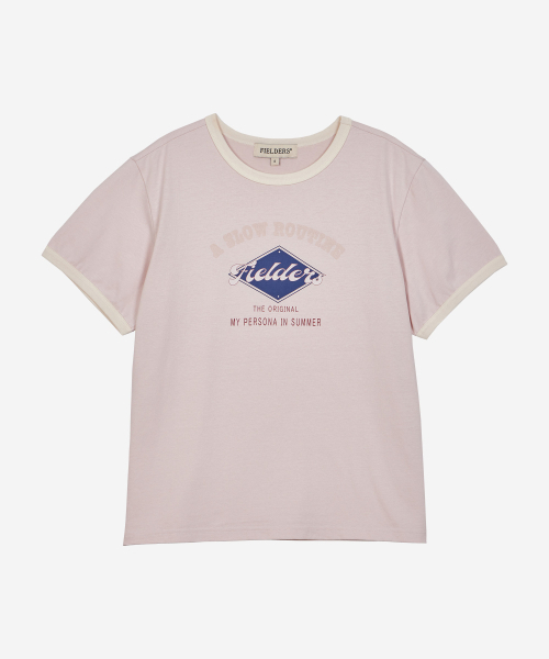 FIELDERS(フィールダーズ)の「GRAPHIC CROPPED RINGER T-SHIRT PINK/BEIGE(Tシャツ/カットソー・レディース・その他・SMALL/MEDIUM)」の3枚目の写真