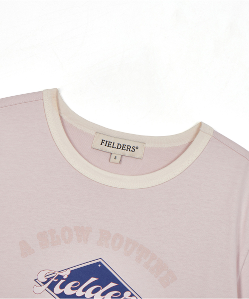 FIELDERS(フィールダーズ)の「GRAPHIC CROPPED RINGER T-SHIRT PINK/BEIGE(Tシャツ/カットソー・レディース・その他・SMALL/MEDIUM)」の5枚目の写真