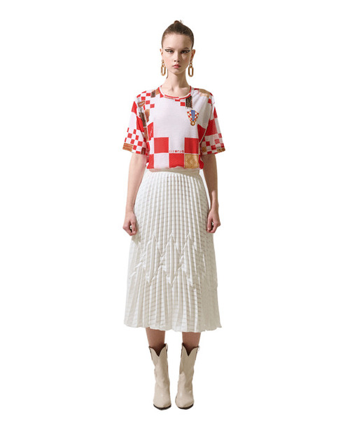 GREEDILOUS(グリディアス)の「White Issue 04 Red Biscuit Check Pattern Short Sleeve(Tシャツ/カットソー・レディース・その他・SMALL/MEDIUM/LARGE/X-SMALL)」の1枚目の写真