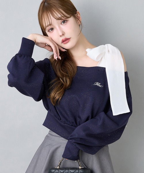 肩リボンワンショルトップス（Tシャツ/カットソー）｜one after