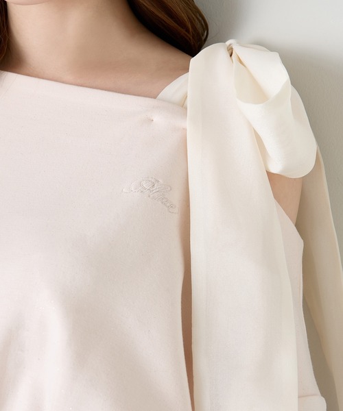 one after another NICE CLAUP（ワンアフターアナザーナイスクラップ）の「肩リボンワンショルトップス（Tシャツ/カットソー・レディース・チャコールグレー/アイボリー/ピンク/ネイビー・FREE）」の8枚目の写真