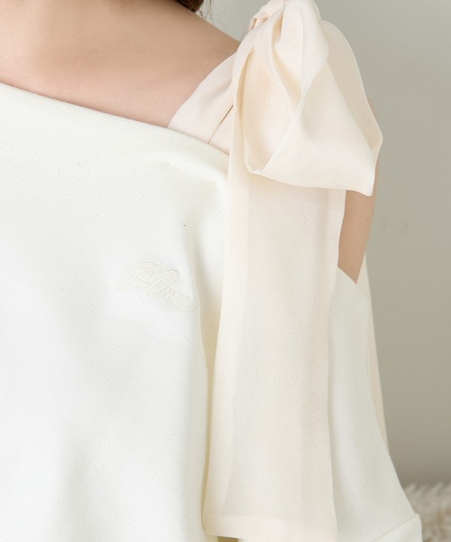 one after another NICE CLAUP（ワンアフターアナザーナイスクラップ）の「肩リボンワンショルトップス（Tシャツ/カットソー・レディース・チャコールグレー/アイボリー/ピンク/ネイビー・FREE）」の14枚目の写真