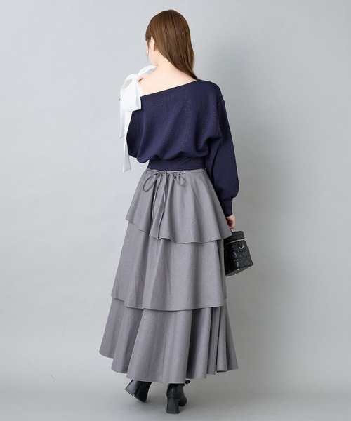 one after another NICE CLAUP（ワンアフターアナザーナイスクラップ）の「肩リボンワンショルトップス（Tシャツ/カットソー・レディース・チャコールグレー/アイボリー/ピンク/ネイビー・FREE）」の19枚目の写真