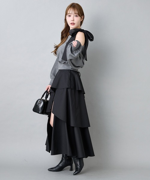 セール】肩リボンワンショルトップス（Tシャツ/カットソー）｜one