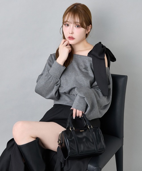 セール】肩リボンワンショルトップス（Tシャツ/カットソー）｜one