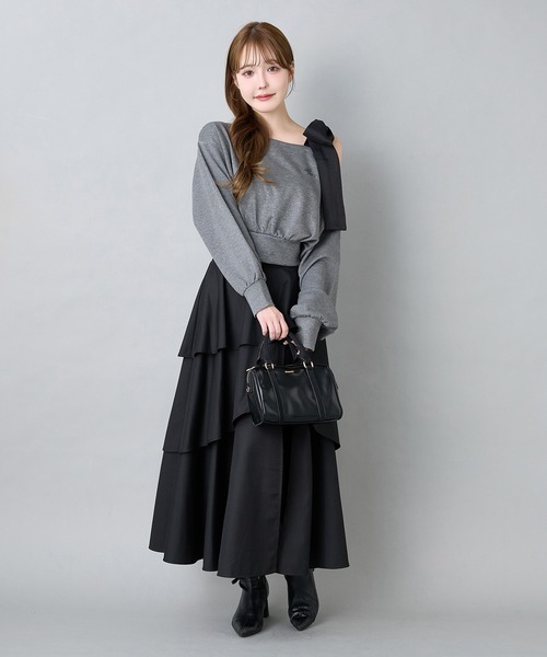 肩リボンワンショルトップス（Tシャツ/カットソー）｜one after