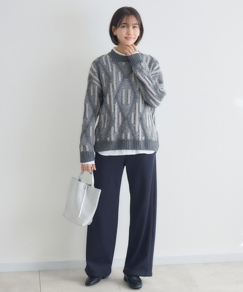 KATHARINE ROSS（キャサリンロス）の「【PILLINI/ピリーニ】3Gダイヤジャガードプルオーバー（ニット/セーター・レディース・チャコールグレー/ライトグレー/ベージュ・FREE）」の4枚目の写真