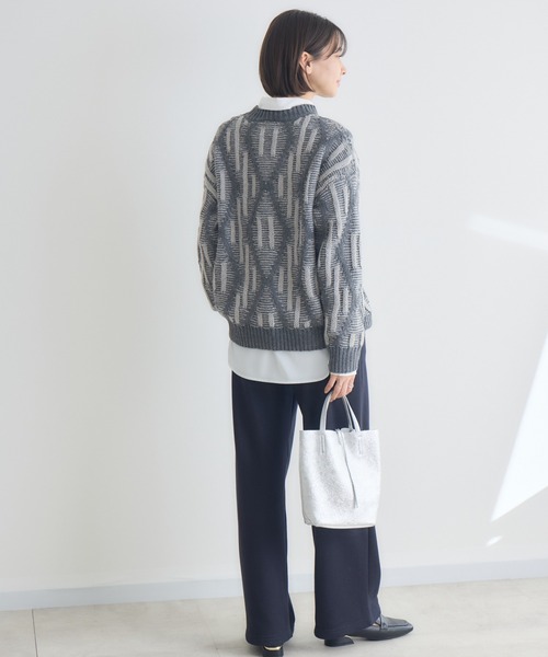 KATHARINE ROSS（キャサリンロス）の「【PILLINI/ピリーニ】3Gダイヤジャガードプルオーバー（ニット/セーター・レディース・チャコールグレー/ライトグレー/ベージュ・FREE）」の5枚目の写真