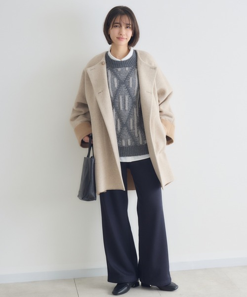 KATHARINE ROSS（キャサリンロス）の「【PILLINI/ピリーニ】3Gダイヤジャガードプルオーバー（ニット/セーター・レディース・チャコールグレー/ライトグレー/ベージュ・FREE）」の6枚目の写真