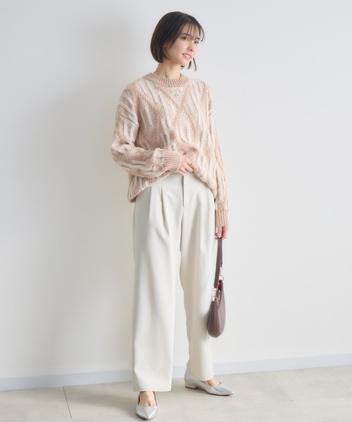 KATHARINE ROSS（キャサリンロス）の「【PILLINI/ピリーニ】3Gダイヤジャガードプルオーバー（ニット/セーター・レディース・チャコールグレー/ライトグレー/ベージュ・FREE）」の18枚目の写真