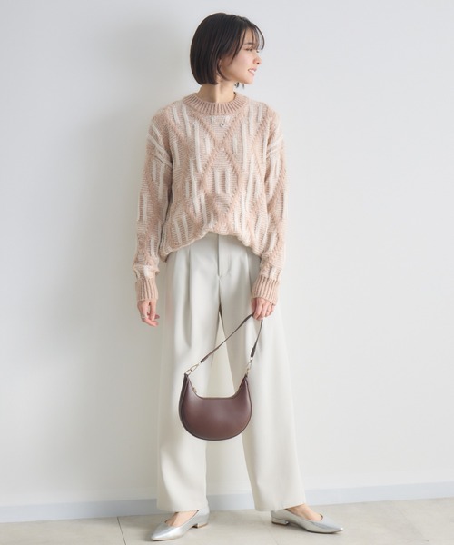 KATHARINE ROSS（キャサリンロス）の「【PILLINI/ピリーニ】3Gダイヤジャガードプルオーバー（ニット/セーター・レディース・チャコールグレー/ライトグレー/ベージュ・FREE）」の19枚目の写真