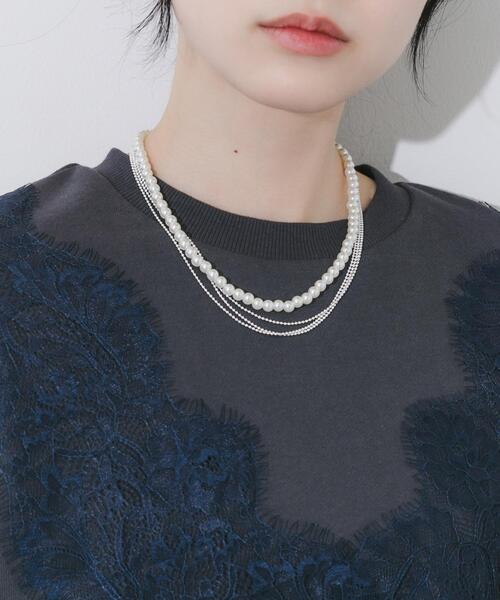 SMELLY（スメリー）の「パールチェーンレイヤードネックレス（ネックレス・レディース・ホワイト系その他・-）」の3枚目の写真
