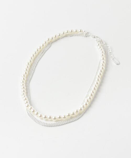 SMELLY（スメリー）の「パールチェーンレイヤードネックレス（ネックレス・レディース・ホワイト系その他・-）」の5枚目の写真