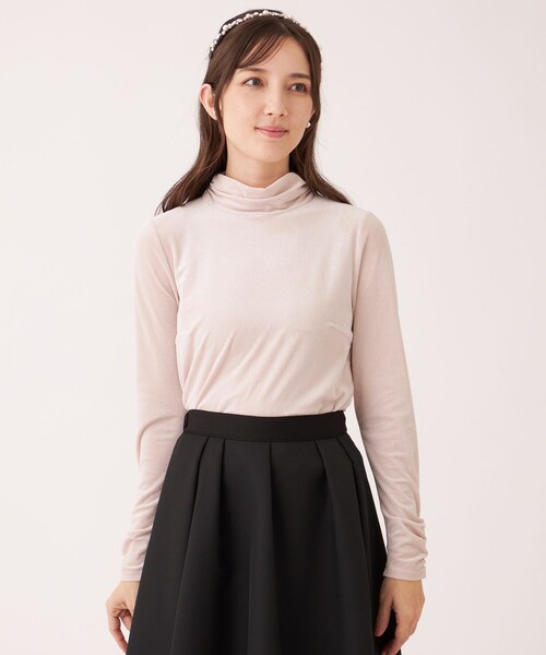 TO BE CHIC(トゥー ビー シック)の「シアーベロア ハイネックカットソー(Tシャツ/カットソー・レディース・オフホワイト/ピンク系その他2/ブラック・40/42)」の3枚目の写真
