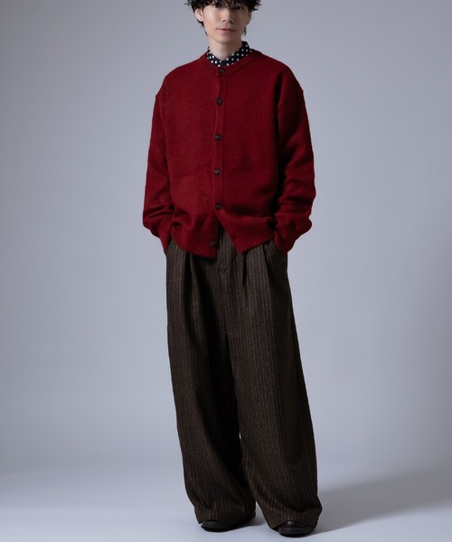 Crownor(クラウノアー)の「ストライプ柄 ワイドストレートパンツ(スラックス・メンズ・ブラック/ブラウン・MEDIUM/LARGE)」の12枚目の写真