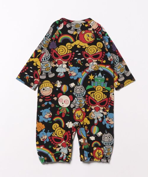 HYSTERIC MINI（ヒステリックミニ）の「Over the Rainbow総柄 2WAYALL（ロンパース・キッズ・ホワイト/ブラック・FREE）」の3枚目の写真