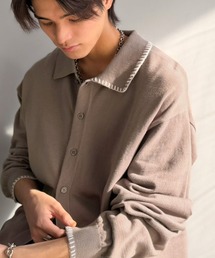 Java（ジャバ）の「《JaVaジャバコラボ》さりげない配色で着こなしに差を。綿混ステッチ配色ショート丈ニットシャツ（シャツ/ブラウス）」