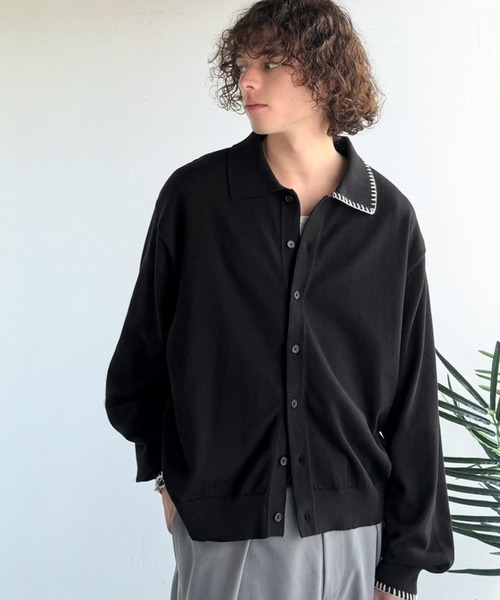 Java（ジャバ）の「《JaVaジャバコラボ》さりげない配色で着こなしに差を。綿混ステッチ配色ショート丈ニットシャツ（シャツ/ブラウス・メンズ・ベージュ/ブラック/チャコールグレー・LARGE/MEDIUM/SMALL）」の12枚目の写真