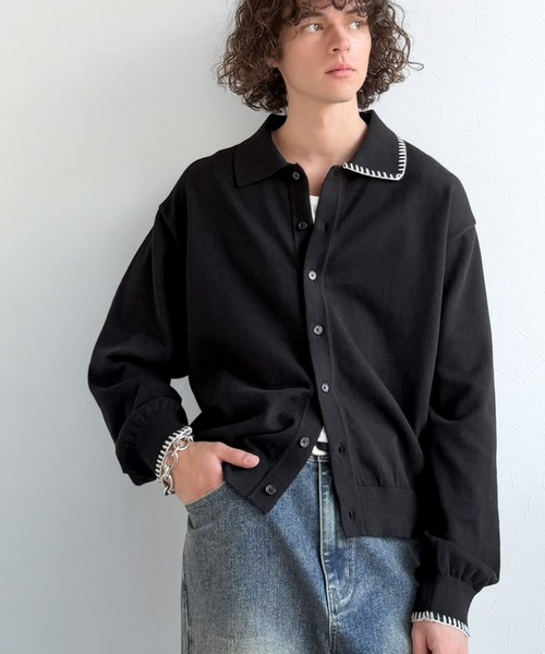 Java（ジャバ）の「《JaVaジャバコラボ》さりげない配色で着こなしに差を。綿混ステッチ配色ショート丈ニットシャツ（シャツ/ブラウス・メンズ・ベージュ/ブラック/チャコールグレー・LARGE/MEDIUM/SMALL）」の16枚目の写真