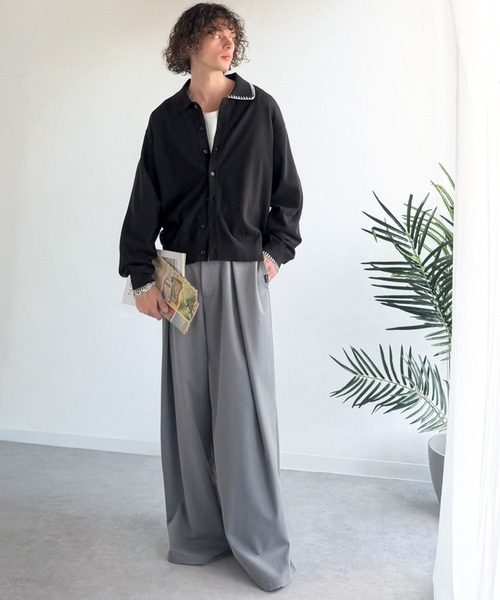 Java（ジャバ）の「《JaVaジャバコラボ》さりげない配色で着こなしに差を。綿混ステッチ配色ショート丈ニットシャツ（シャツ/ブラウス・メンズ・ベージュ/ブラック/チャコールグレー・LARGE/MEDIUM/SMALL）」の14枚目の写真