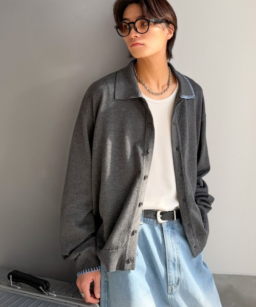 Java（ジャバ）の「《JaVaジャバコラボ》さりげない配色で着こなしに差を。綿混ステッチ配色ショート丈ニットシャツ（シャツ/ブラウス・メンズ・ベージュ/ブラック/チャコールグレー・LARGE/MEDIUM/SMALL）」の21枚目の写真