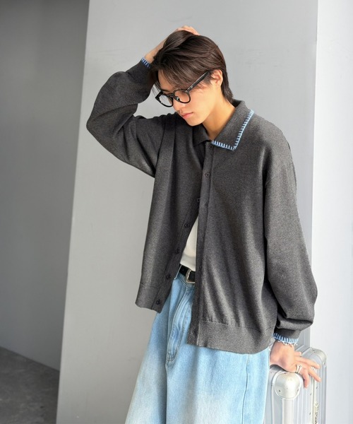 Java（ジャバ）の「《JaVaジャバコラボ》さりげない配色で着こなしに差を。綿混ステッチ配色ショート丈ニットシャツ（シャツ/ブラウス・メンズ・ベージュ/ブラック/チャコールグレー・LARGE/MEDIUM/SMALL）」の20枚目の写真