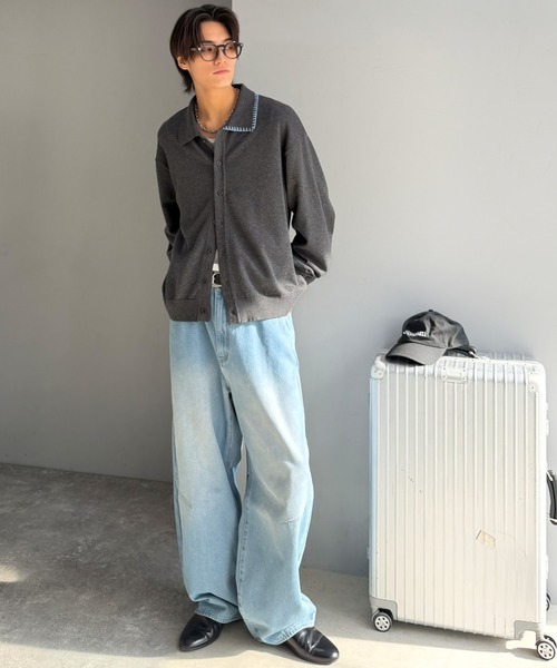 Java（ジャバ）の「《JaVaジャバコラボ》さりげない配色で着こなしに差を。綿混ステッチ配色ショート丈ニットシャツ（シャツ/ブラウス・メンズ・ベージュ/ブラック/チャコールグレー・LARGE/MEDIUM/SMALL）」の22枚目の写真