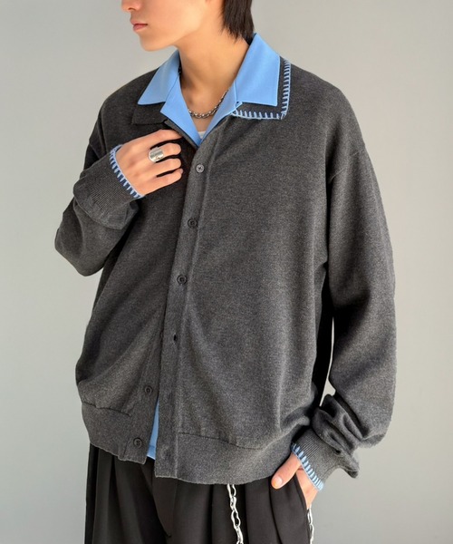 Java（ジャバ）の「《JaVaジャバコラボ》さりげない配色で着こなしに差を。綿混ステッチ配色ショート丈ニットシャツ（シャツ/ブラウス・メンズ・ベージュ/ブラック/チャコールグレー・LARGE/MEDIUM/SMALL）」の18枚目の写真