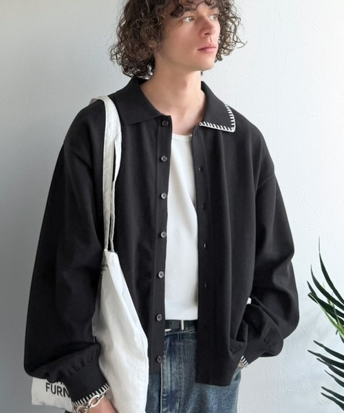 Java（ジャバ）の「《JaVaジャバコラボ》さりげない配色で着こなしに差を。綿混ステッチ配色ショート丈ニットシャツ（シャツ/ブラウス・メンズ・ベージュ/ブラック/チャコールグレー・LARGE/MEDIUM/SMALL）」の10枚目の写真