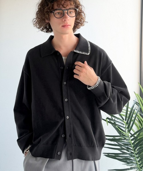 Java（ジャバ）の「《JaVaジャバコラボ》さりげない配色で着こなしに差を。綿混ステッチ配色ショート丈ニットシャツ（シャツ/ブラウス・メンズ・ベージュ/ブラック/チャコールグレー・LARGE/MEDIUM/SMALL）」の11枚目の写真