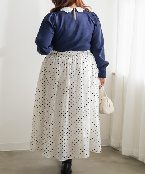 CLETTE(クレット)の「CLETTEオリジナルレイヤーレース襟ニットプルオーバー(ニット/セーター・レディース・ピンク/ブラック/ネイビー・4L/3L/LL)」の10枚目の写真