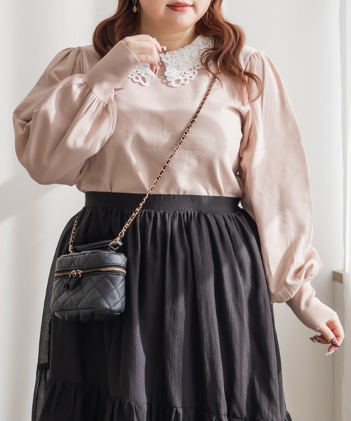 CLETTE(クレット)の「CLETTEオリジナルレイヤーレース襟ニットプルオーバー(ニット/セーター・レディース・ピンク/ブラック/ネイビー・4L/3L/LL)」の11枚目の写真