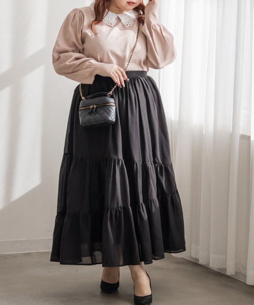 CLETTE(クレット)の「CLETTEオリジナルレイヤーレース襟ニットプルオーバー(ニット/セーター・レディース・ピンク/ブラック/ネイビー・4L/3L/LL)」の13枚目の写真