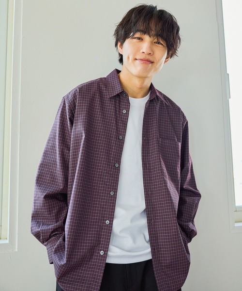 GLOBAL WORK（グローバルワーク）の「お手入れらくらくシャツ/601041（シャツ/ブラウス・メンズ・オフホワイト/チャコールグレー/レッド系8/ネイビー系4・SMALL/MEDIUM/LARGE/X-LARGE）」の4枚目の写真