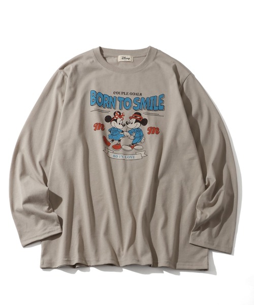 Disney(ディズニー)の「【Disney/ディズニー】ミッキーマウス カレッジロゴ アソートプリント 天竺ロンT(Tシャツ/カットソー・レディース・ベージュ/オートミール/カーキ/杢グレー・M/L)」の3枚目の写真
