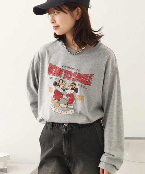 Disney(ディズニー)の「【Disney/ディズニー】ミッキーマウス カレッジロゴ アソートプリント 天竺ロンT(Tシャツ/カットソー・レディース・ベージュ/オートミール/カーキ/杢グレー・M/L)」の11枚目の写真