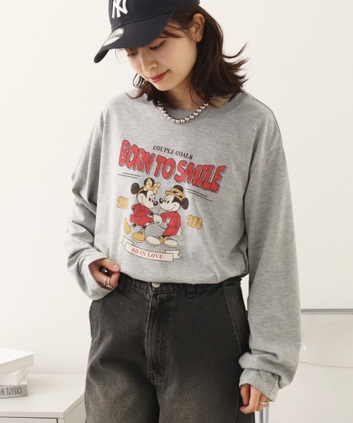 Disney(ディズニー)の「【Disney/ディズニー】ミッキーマウス カレッジロゴ アソートプリント 天竺ロンT(Tシャツ/カットソー・レディース・ベージュ/オートミール/カーキ/杢グレー・M/L)」の12枚目の写真