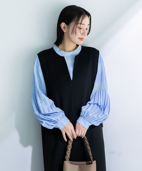 Green　Parks（グリーンパークス）の「O.袖プリーツブラウス（シャツ/ブラウス・レディース・サックスブルー/ブラック/ホワイト系その他2・FREE）」の5枚目の写真