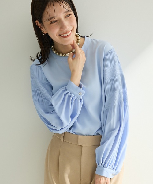 Green　Parks（グリーンパークス）の「O.袖プリーツブラウス（シャツ/ブラウス・レディース・サックスブルー/ブラック/ホワイト系その他2・FREE）」の3枚目の写真