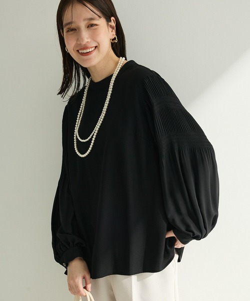 Green　Parks（グリーンパークス）の「O.袖プリーツブラウス（シャツ/ブラウス・レディース・サックスブルー/ブラック/ホワイト系その他2・FREE）」の2枚目の写真