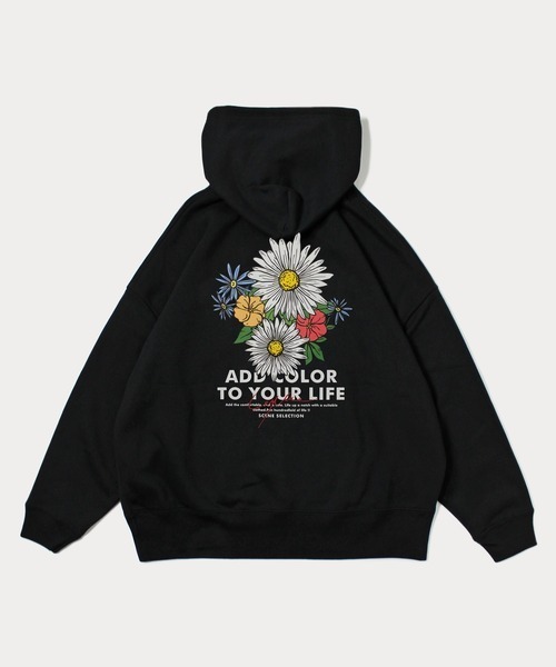 Leyline（レイライン）の「【Leyline】Vivid flowers print parka（パーカー・メンズ・ブラック/ホワイト/グリーン・L/XL）」の2枚目の写真