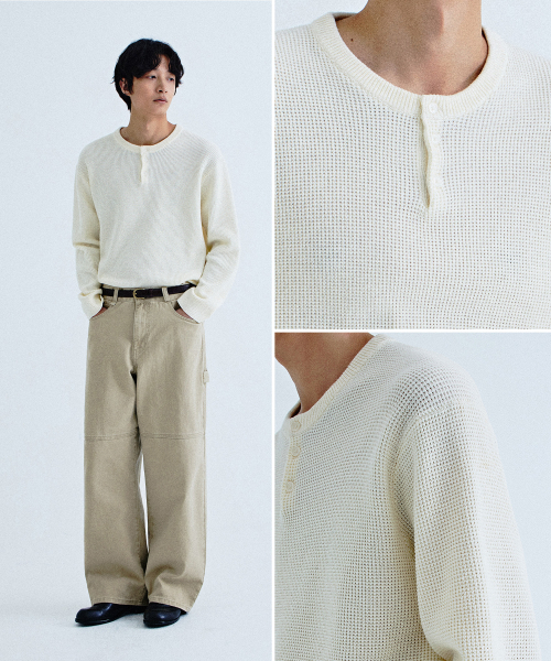 KIIMUIR(キミュア)の「ヘンリーネックプルオーバーニット_アイボリー(ニット/セーター・メンズ・アイボリー・LARGE/X-LARGE/MEDIUM)」の2枚目の写真