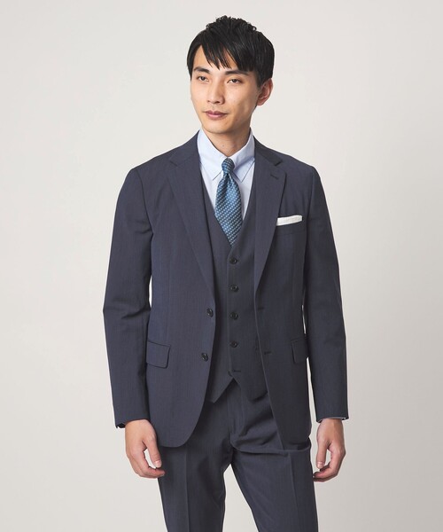 green label relaxing(グリーンレーベルリラクシング)の「A+ TWPU トロピカル無地 2B スリム セットアップ ジャケット -ウォッシャブル・ストレッチ-(スーツジャケット・メンズ・ブラック/ネイビー/ダークグレー/ロイヤルブルー/ダークブラウン・S/XXL/L/XL/M)」の1枚目の写真