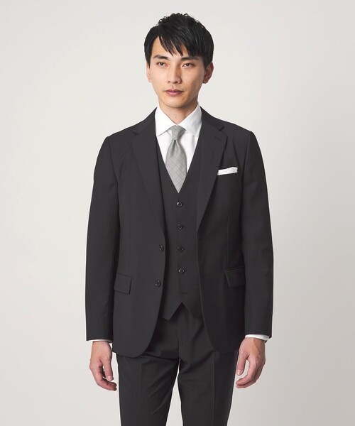 green label relaxing(グリーンレーベルリラクシング)の「A+ TWPU トロピカル無地 2B スリム セットアップ ジャケット -ウォッシャブル・ストレッチ-(スーツジャケット・メンズ・ブラック/ネイビー/ダークグレー/ロイヤルブルー/ダークブラウン・S/XXL/L/XL/M)」の2枚目の写真