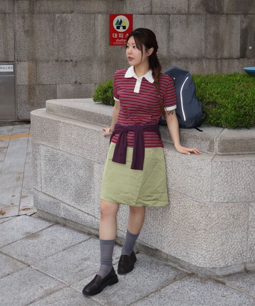 VANONE ATELIER（バノンアトリエ）の「A3481 ストライプピケTシャツ_Red/Navy（ポロシャツ・レディース・その他・FREE）」の6枚目の写真