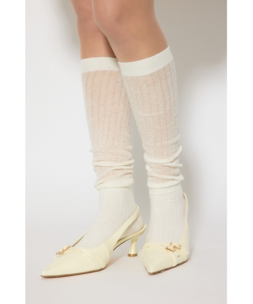 rienda（リエンダ）の「ストーン付きシアーソックス（ソックス/靴下・レディース・グレー/ホワイト・FREE）」の3枚目の写真