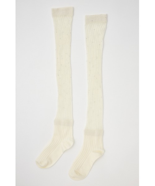 rienda（リエンダ）の「ストーン付きシアーソックス（ソックス/靴下・レディース・グレー/ホワイト・FREE）」の4枚目の写真