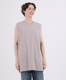 フィッシャーマンコットンオーバーサイズノースリーブTシャツグレー