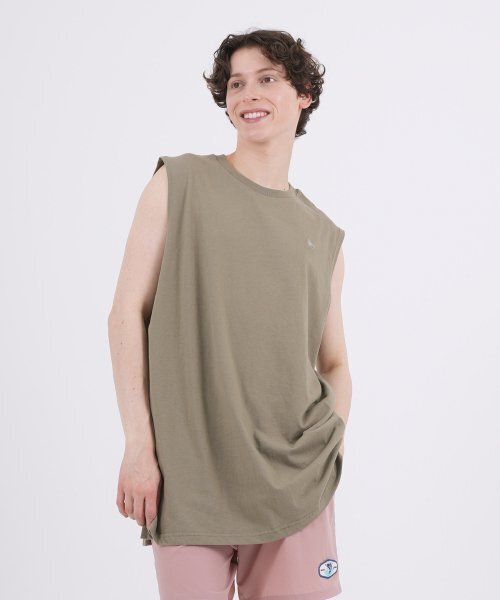 THE-ABON(エイボン)の「フィッシャーマンコットンオーバーサイズノースリーブTシャツグレー(Tシャツ/カットソー・メンズ・グレー・L/M)」の4枚目の写真